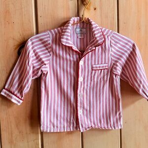 Petite plume  red and White Striped Kids Button-Down pajama Shirt